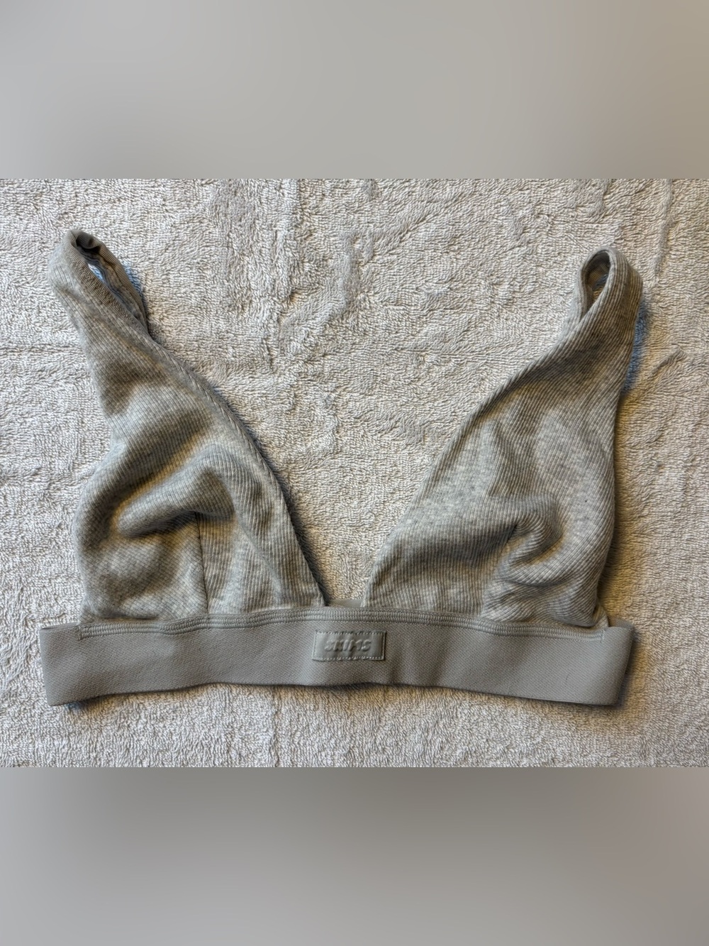 SKIMS Ribbed Triangle Bralette in Taupe Gray
